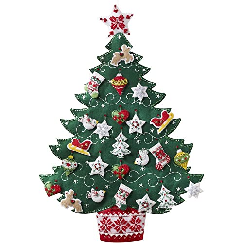 Bucilla Nordic Tree Advent Calendar Felt Applique Kit, 17x24, 17 by 24-Inch