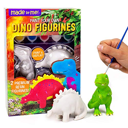 Made By Me Dino Figurines 2 Resin Paintables by Horizon Group USA, T-Rex & Stegosaurus, Acrylic Paints & Brush Included