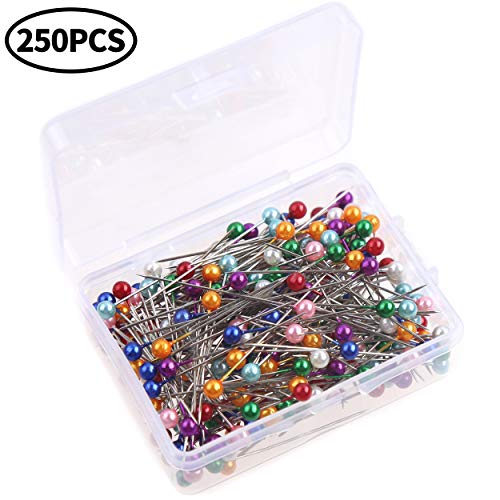 Sewing Pins with Colored Flat Heads Straight Pins Long 250pcs 8 Colors for Home Sewing Crafts.