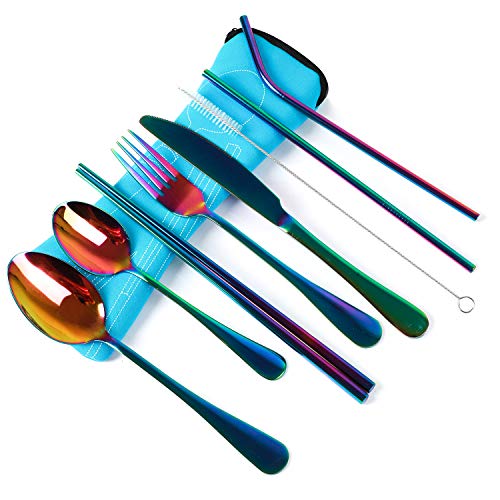 Stainless Steel Flatware Set Reusable Cutlery Set Travel Utensils Set