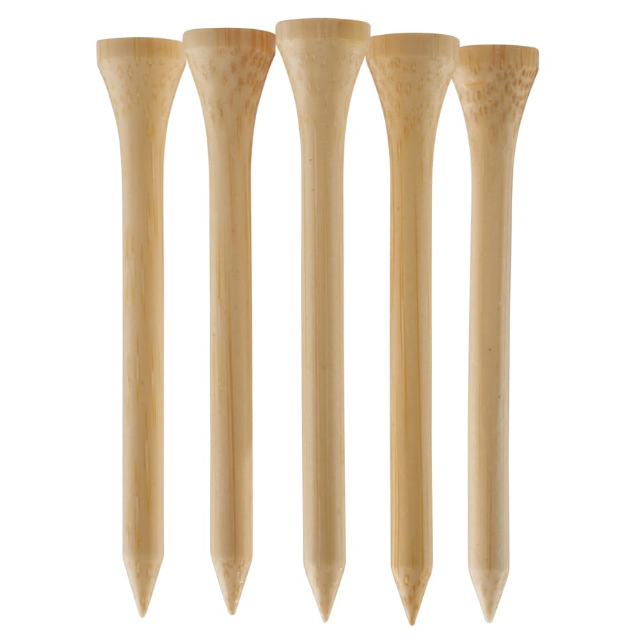 TH Golf Bamboo Golf Tees 70mm | Pack of 50 & 100 | Multiple Colour Options | Premium Eco Friendly Sustainable Durable Bamboo Golf Tees (Pack of 100, Natural)