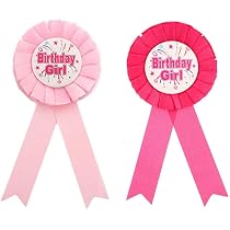 It's My 26th Birthday Pin Badge - Pink Rosette Award Ribbon, Tinplate Crown Birthday Button