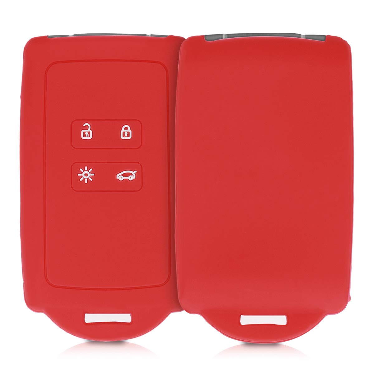 kwmobile Car Key Cover - Renault 4 Button Smart Key (Keyless Go) - Silicone Protective Fob with Eyelet - Red