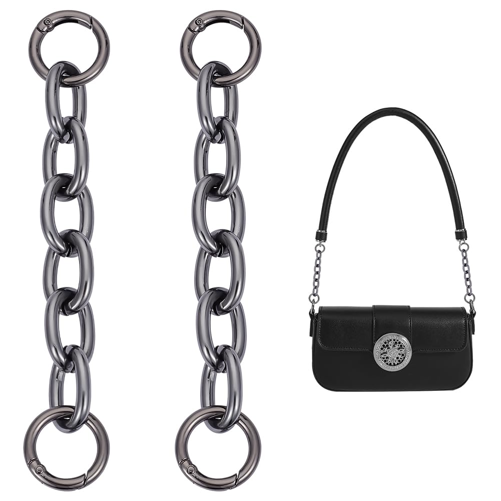 UNICRAFTALE About 2Pcs Gunmetal Alloy Bag Handle Extenders Purse Chain Strap Bag Chain Extender with Spring Gate Ring Swivel Clasp for Lengthen Crossbody Shoulder Handbags Strap