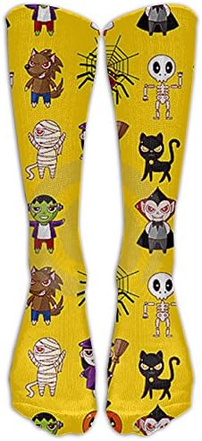 Halloween Witch Colorful Cartoon Dount Knee Socks Youth Sports Novelty Cosplay Knee-high Long Tube Compression Socks