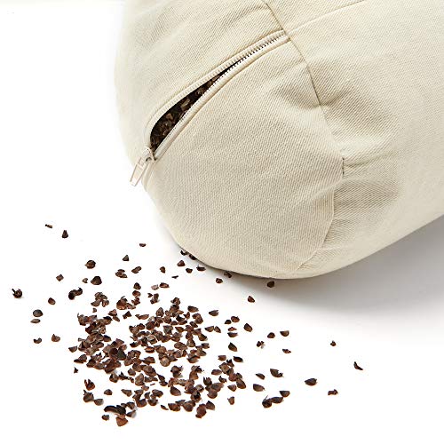 Present-Mind-Yoga-Bolster-Roll-Natural-Cushion-O20-cm--Buckwheat-Husk-Filling--100-Cotton-Cover