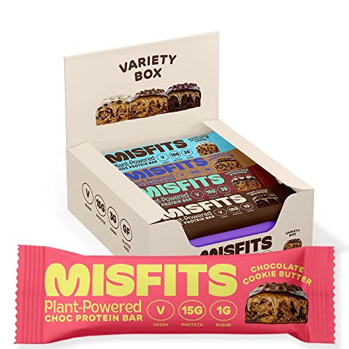 Misfits Vegan Protein Bar, Variety Pack, Plant Based Chocolate Protein