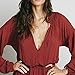 R.Vivimos Women Spring Long Sleeve Deep V Neck Short Dresses