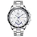 LONGBO Men's Unique Big Face Dial Analog Quartz Business Watch Military Waterproof Stainless Steel Band Wrist Watch Special Blue Hands Decorative Chrono Eyes Sport Watches for Man White