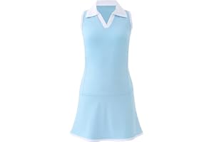 KUKUME Girls Tennis Golf Dress Sleeveless Polo Neck Top and Skorts Skirt Set with Shorts Racerback Athletic Workout Outfit 4-13Y