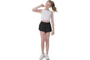 NEXSONIC Flowy Shorts for Girls Butterfly Shorts for Kids Teens Preppy Tennis Running Athletic Shorts with Liner