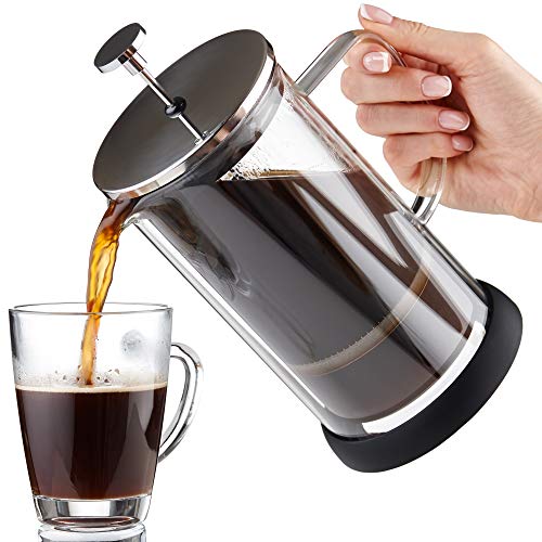 French press coffee maker 34 oz - double glass design h…