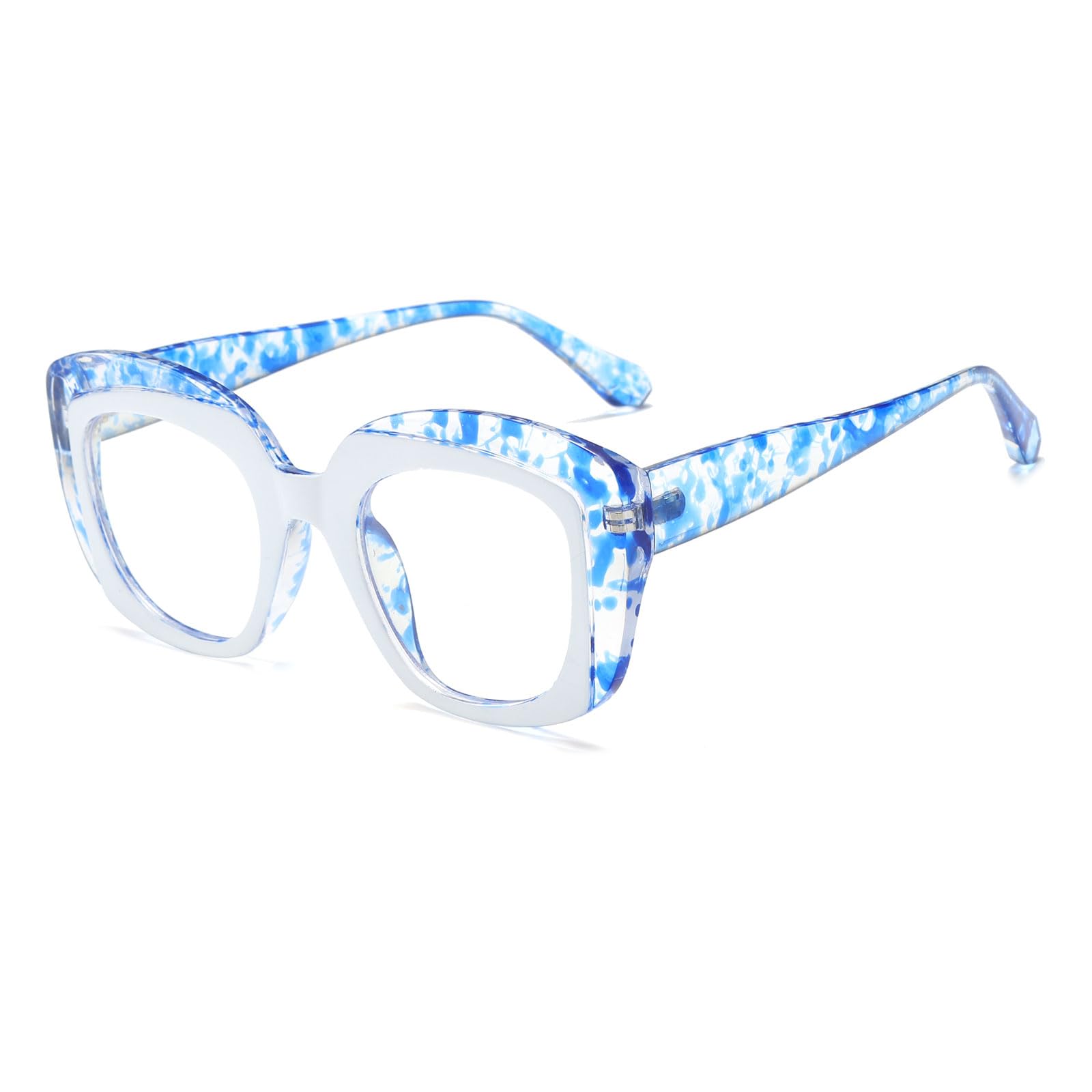 LJCZKA Chunky Blue Light Blocking Glasses Womens, Oversized Square Computer Glasses Thick Frame Anti-Fatigue, Eye Strain & Headache