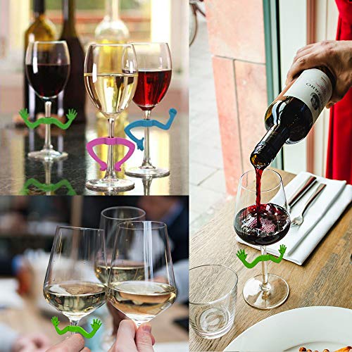 Wine Glass Markers Set of 6 Hand Silicone Drink Glass Charms & Wine