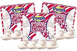 Peeps Candy Cane Flavored Marshmallow Christmas Candy Chicks, 10 Count, Pack of 3