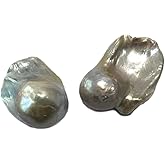 LE SKY 2 Pcs Baroque Pearl No Hole Natural Cultured Freshwater Irregular Pearl Bead Original for Jewelry Making
