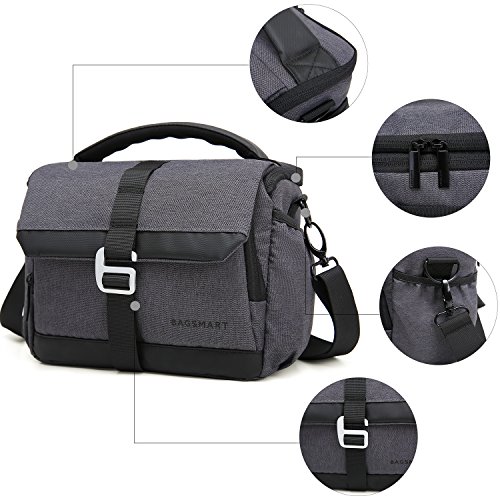 BAGSMART DSLR/SLR Camera Shoulder Bag Compact Gadget Bag with Thicken Top Handle & Adjustable
