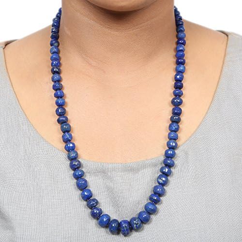 Aqeeqee Natural Gemstone Lapis Lazuli Graded Beads mala/Necklace - The Beaded Story