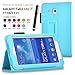 Galaxy Tab 3 Lite 7.0 / Galaxy Tab E Lite 7.0 Case - SHEROX Premium Folio Leather Case for Samsung Galaxy Tab 3 Lite 7.0 / Galaxy Tab E Lite 7.0 Inch Android Tablet + Free Stylus Touch Pen (Sky Blue)