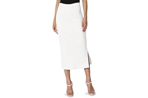 TheMogan Side Slit High Waist Stretch Ponte Knit Mid Calf Long Pencil Skirt