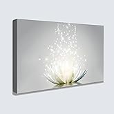 Zen Canvas Wall Art White Lotus Flower Meditation Picture Framed Art Lotus Flower Bloom in Water Canvas Wall Art Print For Yoga Spa Meditation Spiritual Room Bathroom Home Decoration 16x24inch