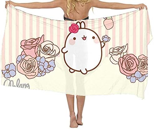 xcvgcxcvasda Bath Towel, Soft, Quick Dry, Classic Women Molang Chiffon Pareo Beach Wrap Scarf for Vacation,Non-Toxic Decor