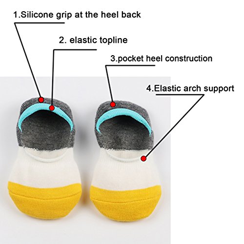 VWU Toddler Socks No Show Kids Baby Low Cut Cotton Socks Anti Slip 1-3/3-5Y (Color Block, 1-3 years old) - Thumbnail 2
