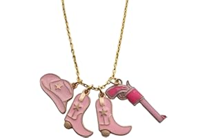 Cowboy Hat and Gun Charm Pendant Necklace for Her, Cowboy Boots Charm Necklace for Woman, Western Style Jewelry