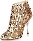 Littleboutique Embellished Cutout High Heel Bootie Rhinestone Studded Sandal Heels Dress Sandal