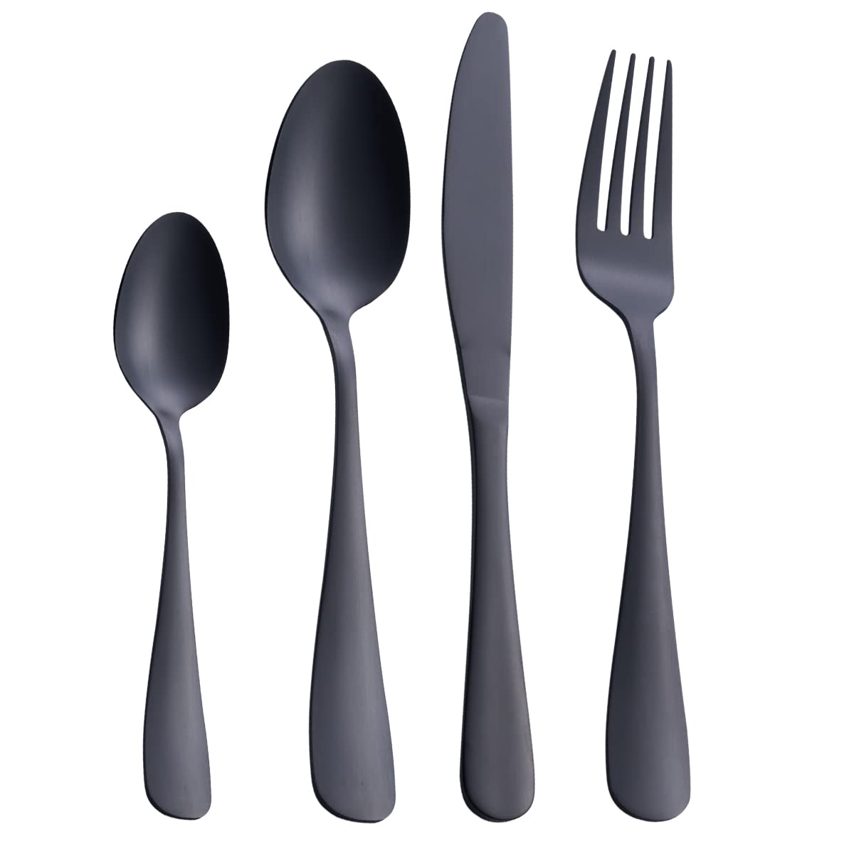 GoGeiLi Matte Black Silverware Set, 24-Piece Stainless Steel Satin Finish Flatware Cutlery Set, Service for 6, Dishwasher Safe