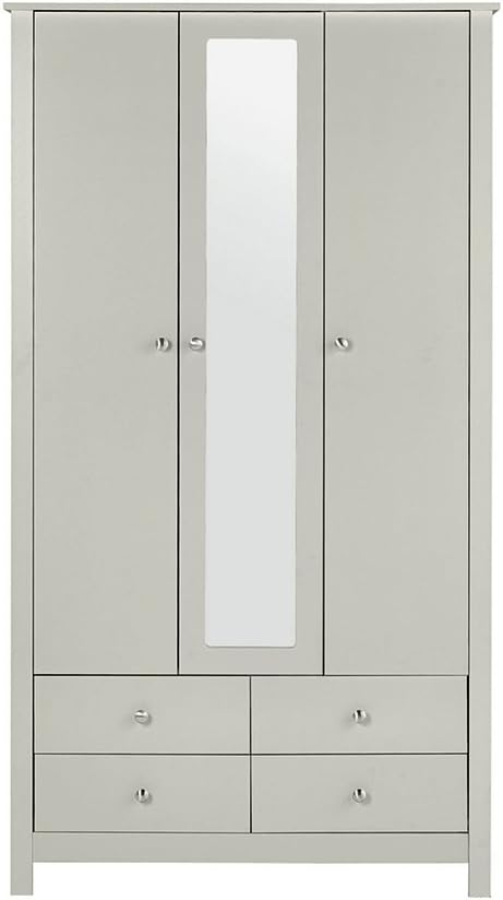 Furniture To Go 3 Door 4 Drawer Wardrobe With Mirror Wood Grey