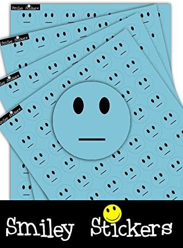 Smiley Stickers BLUE Neutral Plain Faces, 700x STICKER PACK, Educational Face Sticky Coloured Marking Labels For Use By Teachers, Parents, and Children/Kids. Self-Adhesive 25mm Round Circular Sticky Printed Workbook/School Wall Chart/Multi-Purpose