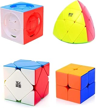 Toy Arena Unique Style Plastic Super Speed MasterMorphix, 2x2, Extract Look, Skewb-Stickerless Cube -Combo Pack of 4