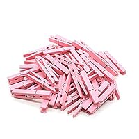 WEFOO Set of 50 Wood Craft Clothespins with Spring, 7cm, Pink