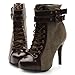Ollio Women's Winter Shoe Lace Up Military Buckle High Heel Multi Color Ankle Boot