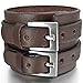 INBLUE Men's Alloy Genuine Leather Bracelet Bangle Cuff Silver Tone Black Brown Cord Adjustable