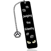 Cat Bookmark for Book Lover Gifts Valentines Day Book Reading Accessories Bookish Gifts for Women Men Bookworm Judging You Silently Metal Bookmarks for Women Reader Cat Lover Themed Bookworm Gift