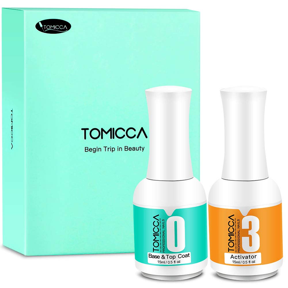 2 in 1 Top & Base Coat, Activator for Dip Powder System, 0.5 oz/ Bottle Dry Fast Easy to Apply No need UV/LED Cured : Beauty