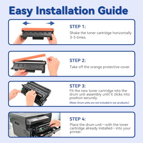 Lemero TN2510 TN2510XL Toner Compatible with Brother MFC-l2827dw Toner HL-L2400DWE MFC-L2800DW MFC-L2835DW MFC-L2860DW HL-L2445DW DCP-L2660DW DCP-L2627DW HL-L2400DW (Pack of 4) Black with Chip