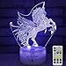 INSONJOHY Kids Night Lights Bedside Lamp 7 Colors Change Remote Control Timer 3D Night Light Kids Optical Illusion Lamps Kids Lamp As a Gift Ideas Boys Girls (Unicorn)