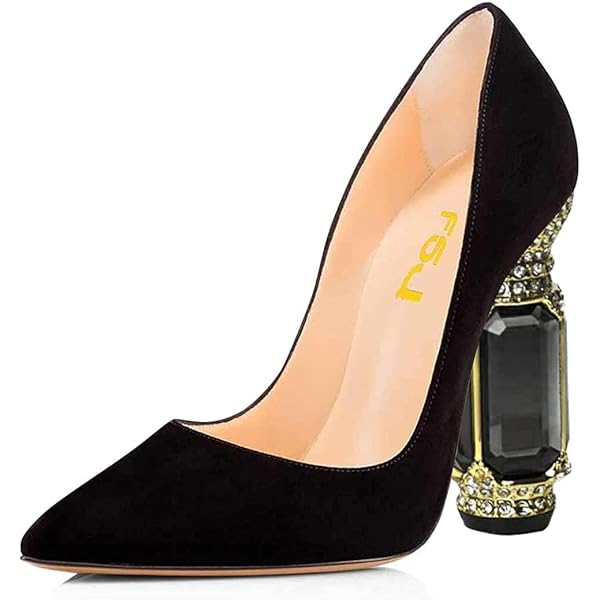 Amazon.com | XYD Women Chic Tiny Square Toe Pumps Bejeweled