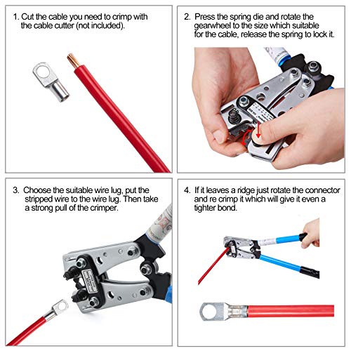 image for Toolwiz Battery Cable Lug Crimping Tools Ratchet Wire Cutting for Crim