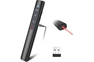 SSPONT Rechargeable Presentation Clicker with Laser for Powerpoint, Wireless Presentation Remote, <5mW 3a Laser for Presenter, Slide Advancer for PPT/Keynote/Google Slides/Classroom/Mac OS/Windows