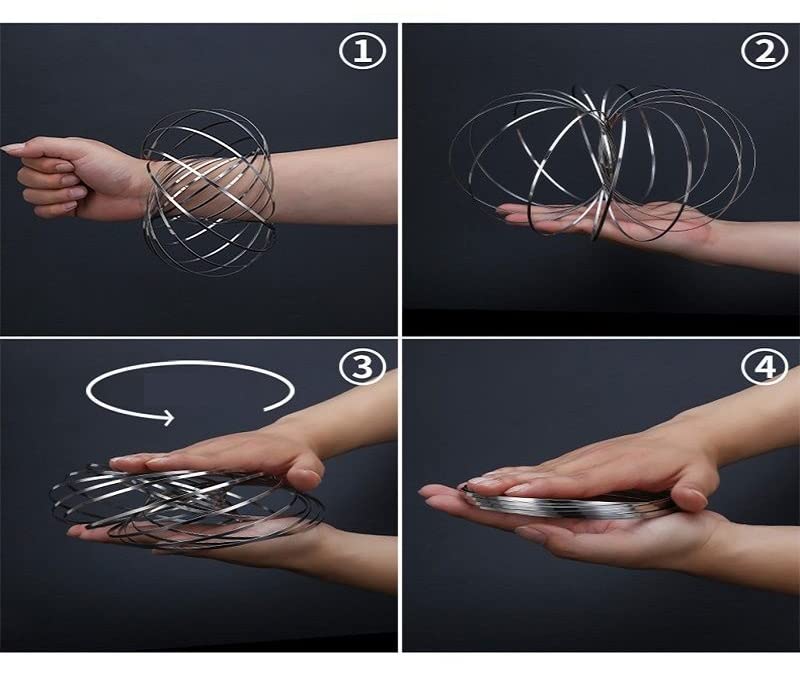 9 Pack Flow Spinner Ring Arm Magic Spring Arm Flow Sculpture Ring Colored Magic Kinetic Spring Interactive Stress Relief Rings Festival Accessories (Colorful)