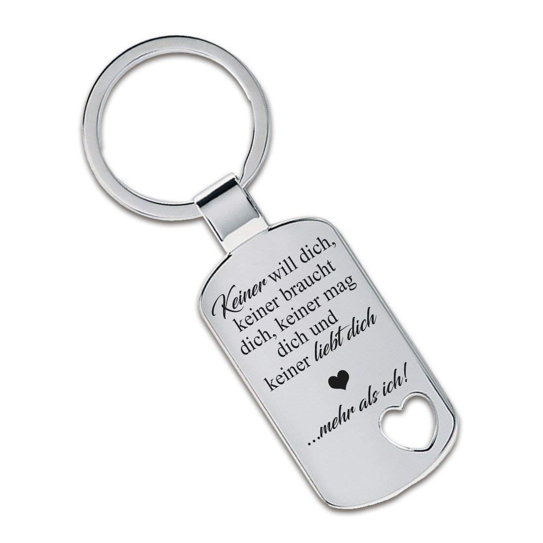 Lieblingsmensch Keyring Model: "Keiner liebt dich mehr als ich!", Cut out heart, 9 x 2.2 x 0.8 cm