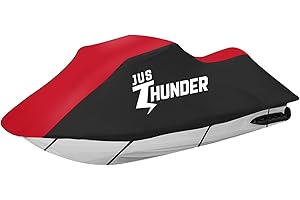 JUSTHUNDER Jet Ski Cover Jetski Covers - Compatible with Yamaha Seadoo, Waterproof UV Resistant Jet ski Cover 2 3 Seater, Heavy Duty Jetski Cover with 2 Air Vents for Personal Watercraft 115" to 120"