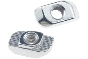BINZZO Sliding T Slot Nuts 3030 Series M6 45 Pack T Nuts Carbon Steel Nickel Plated Half Round Roll in Sliding 8mm Slot Aluminum Profile Accessories for T Slot Aluminum Profile 30 x 30 Series