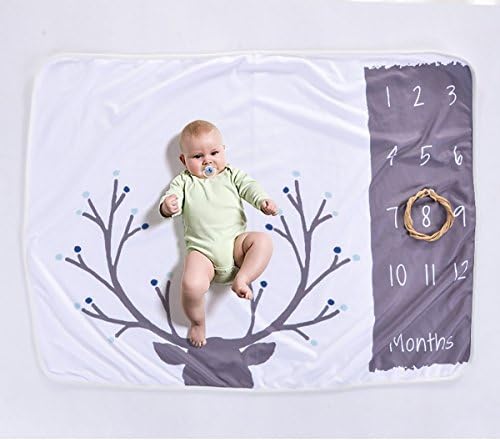 JINLE Personalized Baby Monthly Milestone Blanket Polyester Cotton Newborn Monthly Photo Blanket Photo Props Shoots Backdrop for Boys Girls