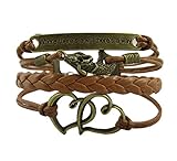Mermaid Bracelet Vintage Bronze Coffee Rope Knit Heart Adage Punk Simple Charms
