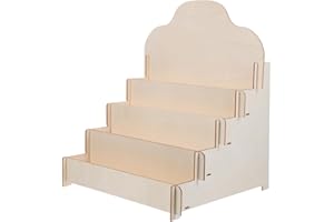 ULTECHNOVO Wooden Card Display Stand 4-Tier Greeting Card and Postcard Organizer with Tiered Design for Home Office and Retai